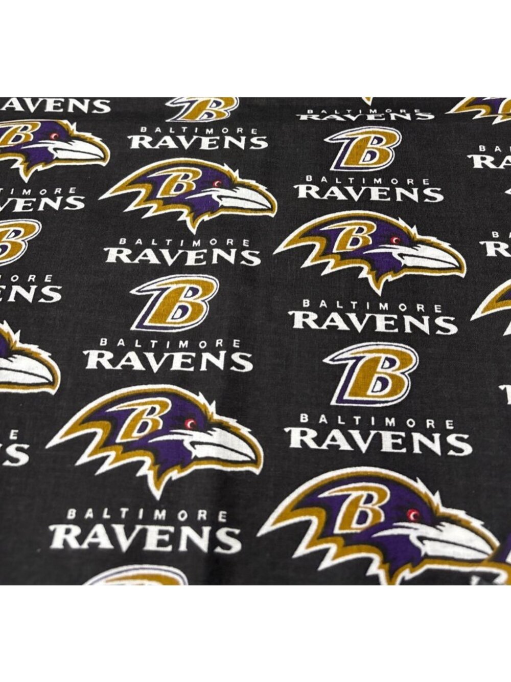 Baltimore Ravens NFL Licensed Cotton Fabric 1/2 yard x 58" Black Purple Team